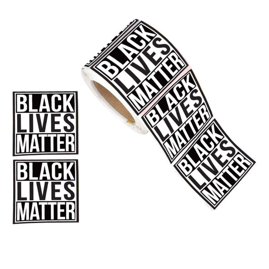 250 Black Lives Matter Awareness Stickers - Low Cost BLM Square Shaped Stickers for Awareness, Events, Envelopes & Labels