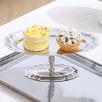 Dessert Platter with Pedestal, 304 Stainless Steel Oval Footed Plate