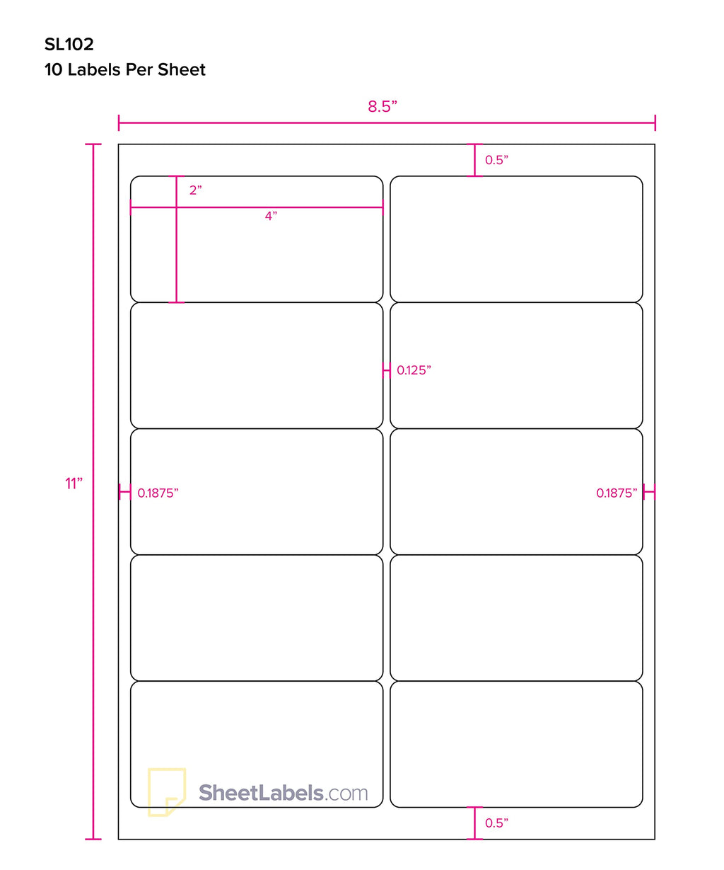 2" x 4" Labels for Shipping/Mailing from SheetLabels.com, Laser or Inkjet Printable, 250 Labels - 25 Sheets