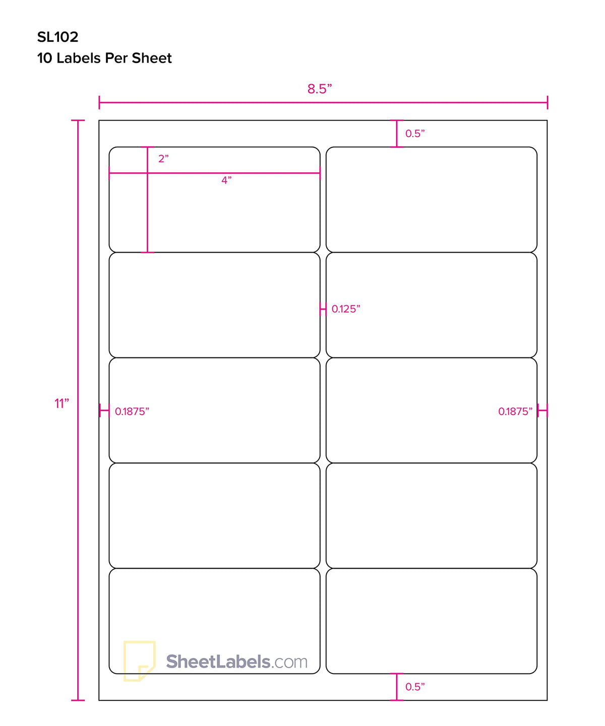 2" x 4" Labels for Shipping/Mailing from SheetLabels.com, Laser or Inkjet Printable, 250 Labels - 25 Sheets