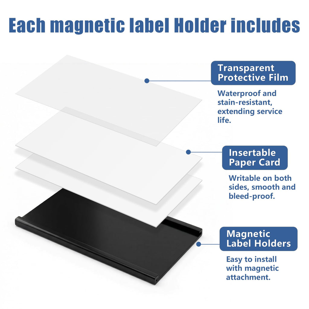 TOTiyea C Channel Magnetic Label Holders 2" x 4" 10 Pack with Paper Inserts