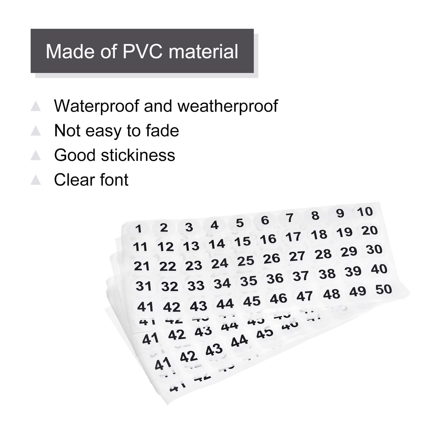 MECCANIXITY 1 to 50 Number Stickers Number Label Self Adhesive Marked Sticker 25mm/1" for Classification, Pack of 15