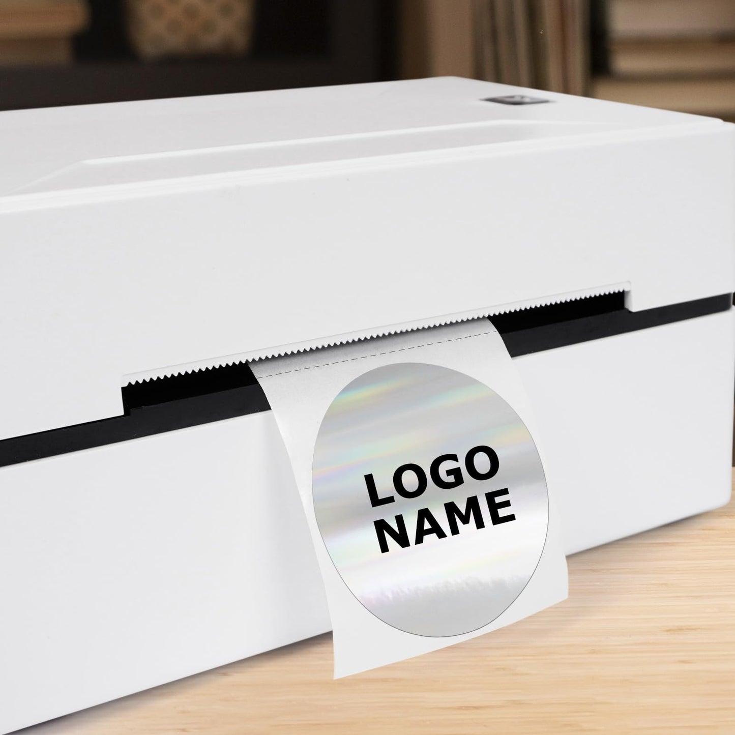 Silver Thermal Labels Vinyl 2 Inch Self-Adhesive Holographic Direct Dot Stickers Roll Waterproof Printable Circle Decals for QR Code DIY Name Tag 200 PCS 2 Inch Round Holographic Silver