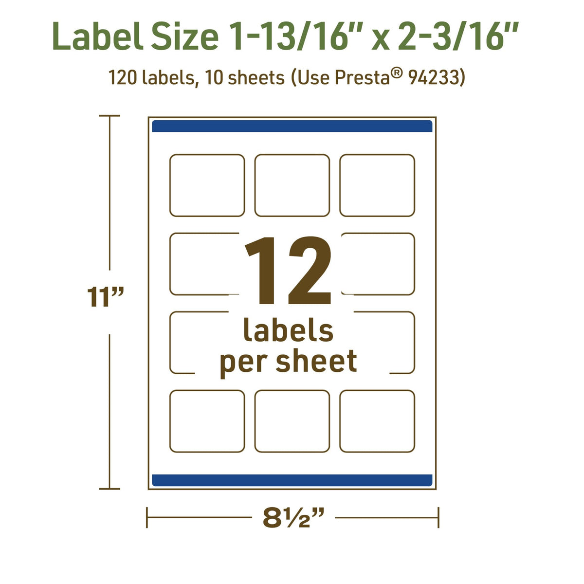 Avery Dissolvable Rectangle Labels, Sure Feed Technology, 1-13/16" x 2-3/16", Matte White, Print-to-The-Edge, Laser/Inkjet Printable, 120 Labels Total