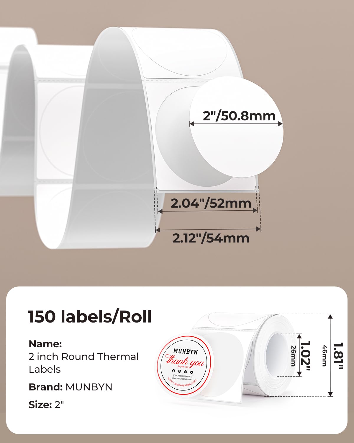 Red&Black Thermal Labels for MUNBYN RW405+