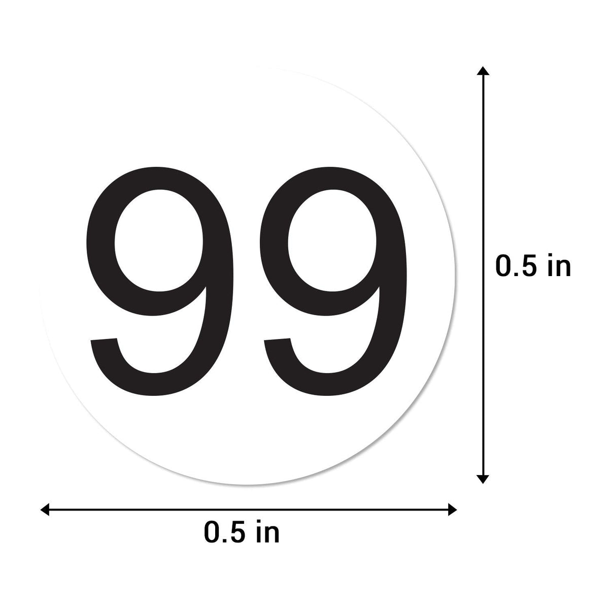 Consecutive Number Stickers 1-100, White, 0.5" Round, 900 Labels 9 Sheets (900 Labels)