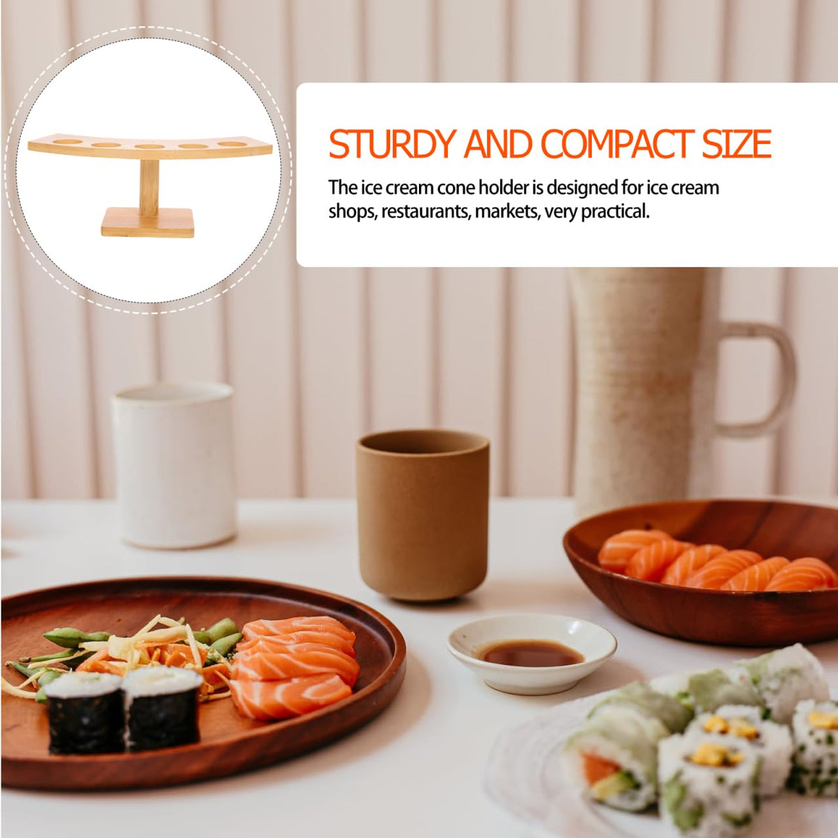 Ice Cream Cone Stand Japanese Style Sushi Roll Holder DisplayRack