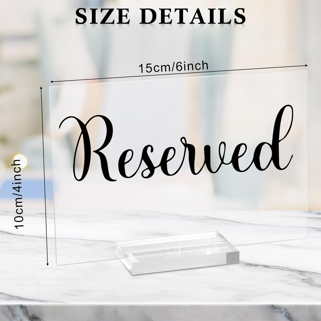 Roowest 10 Set Acrylic Reserved Table Signs for Wedding,Clear, Black Clear, Black