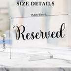 Roowest 10 Set Acrylic Reserved Table Signs for Wedding,Clear, Black Clear, Black