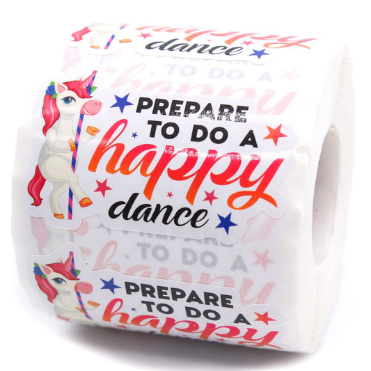 Funny Prepare to Do A Happy Dance Sticker,Cute Small Business Stickers for Mail Envelopes Shipping Package Packing 500 PCS