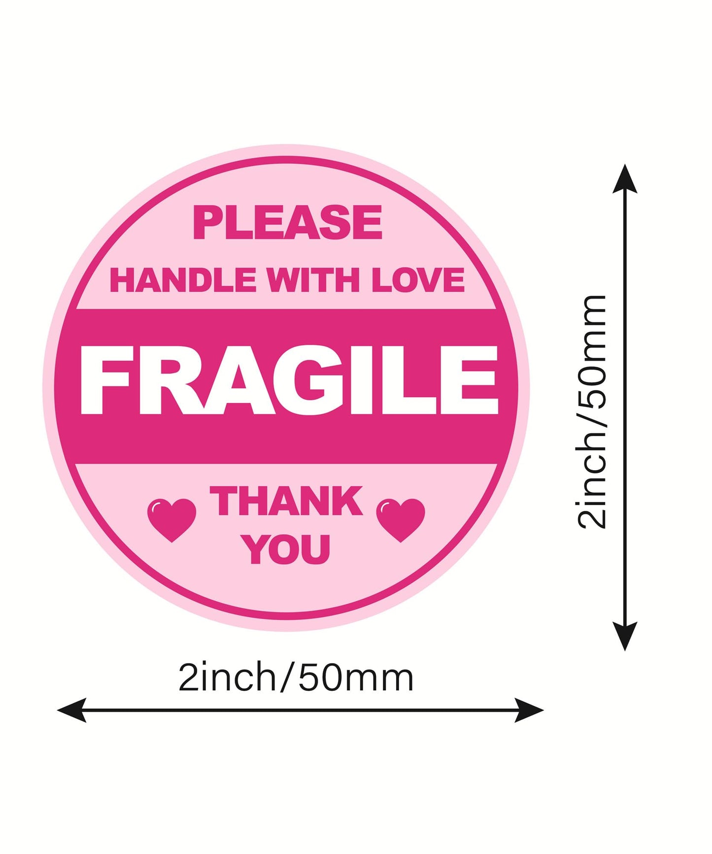 Fragile Sticker for Shipping,2 inch 300pcs Cute Fragile Sticker Handle with Care Thank You Label for Box Shipping