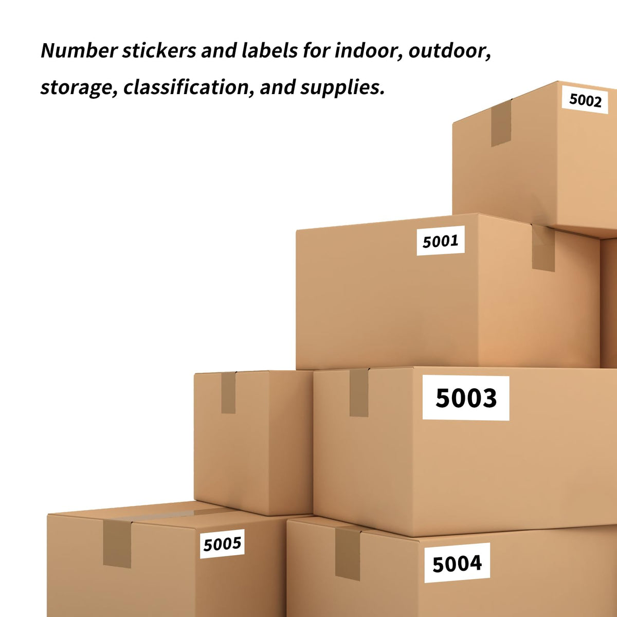 Number Stickers 5001-6000 | Inventory Number Label Stickers | 3" x 1.5" Small Black Numbering | Consecutive Numbered Sticker for Office Warehouse Classification Storage