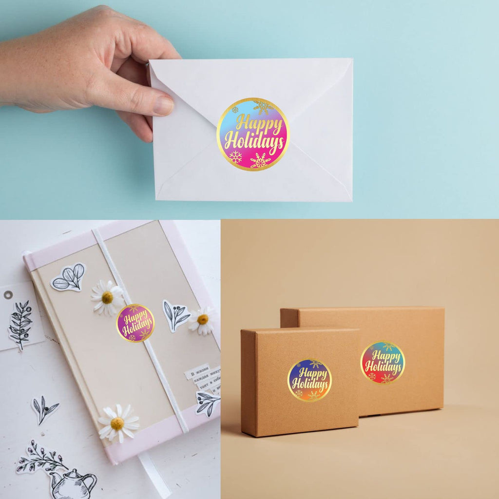 PARTH IMPEX 60 Pack 4x6 A4 Envelopes + Christmas Happy Holidays Gold Foil Seals Labels Stickers