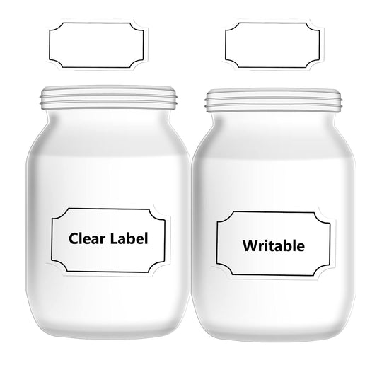 Besttile Transparent Clear Stickers Labels with Black Border,Removable Waterproof Transparent Jars Labels in Assorted Sizes for Jars,Storage Containers or Craft Decoration,2×1.5 inch.