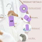 PATIKIL Plastic Shipping Tags with Wire 4 3/4" x 2 3/8", Purple, 200 Pieces