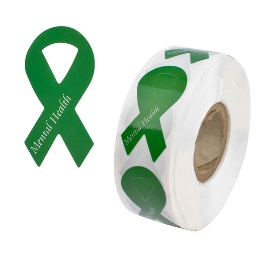 WANDIC Printed Green Ribbon Stickers, 500pcs Mental Health Awareness Decal Adhesive Label for Public Charity Fundraiser Events Supplies Gifts 500 pcs
