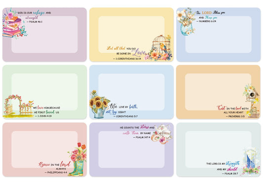270Pcs Christian Name Tag Stickers Motivational Bible Verse Quotes Nameplate Stickers Watercolor Floral Adhesive Label Decal for School Classroom Office Supplies