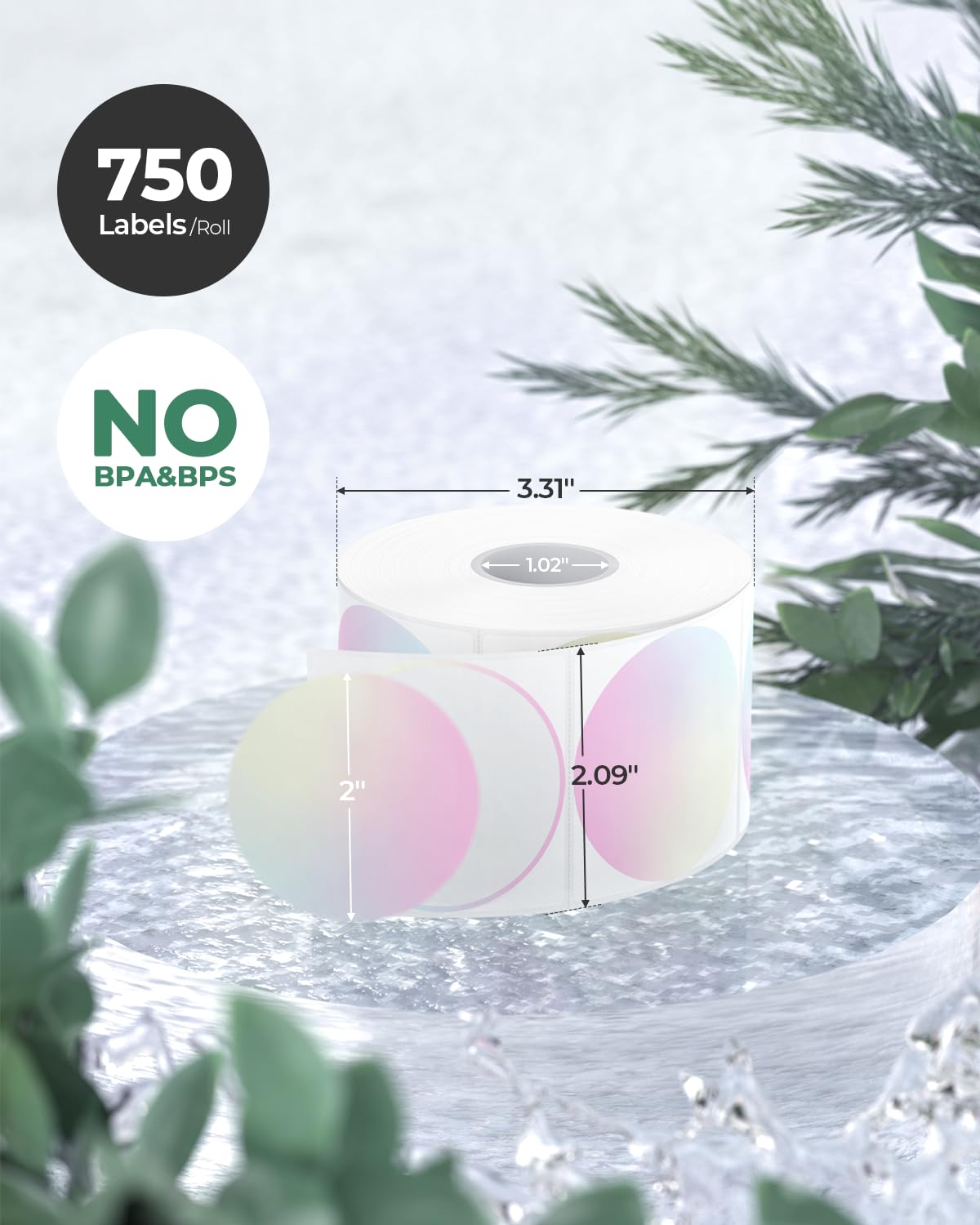 2" Purple Circle Thermal Labels 750 Labels/Roll+2" Round Thermal Labels 750 Labels/Roll