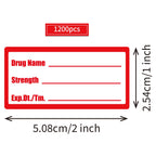1200pcs Drug Name Stickers for Medication Containers 1x2 Inch