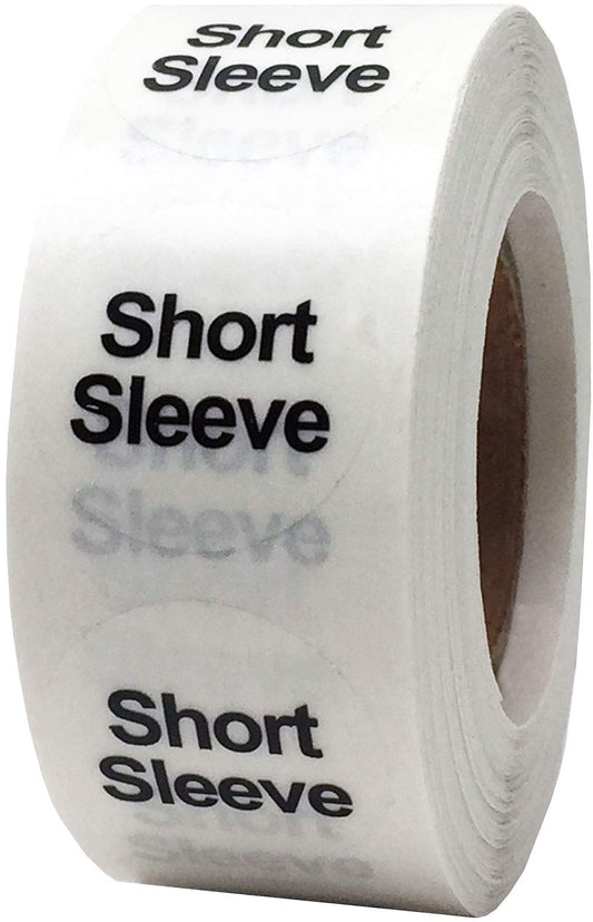 Clear Circle Short Sleeve Clothing Size Stickers - 3/4 Inch Round, 500 Clear Plastic Adhesive Labels Per Roll for Retail Apparel, Clothing Organization, and Inventory - Made in The USA