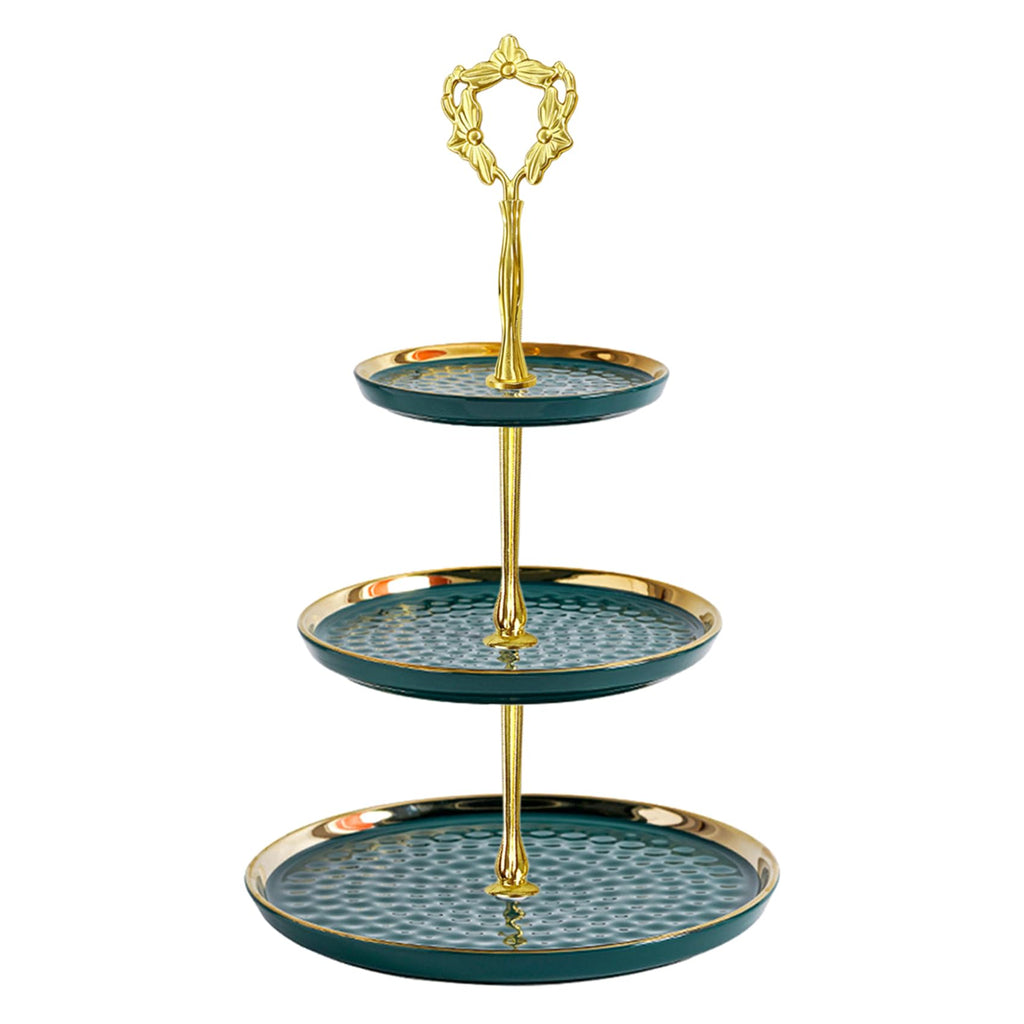 8 Sets 13.5’’ 3-Tier Cake Tray Stand Handle, Multi-Tier Metal Dessert Fruit Center Rod Heavy Duty Hardware Holder for Wedding Party Birthday Cupcake Platter Stand Fittings - Gold Flowers