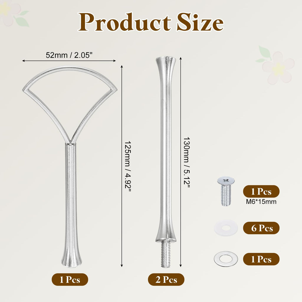 uxcell 1Set Cake Stand Hardware Kit 3 Tier Cupcake Stand Fittings Silver