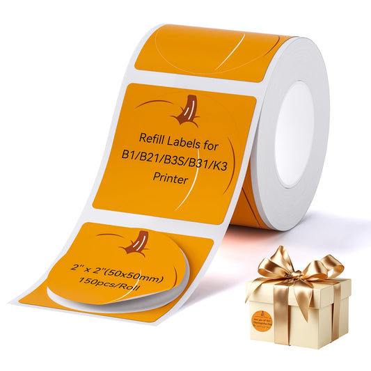 NIIMBOT Thanksgiving Stikers for B1 B21 B3S K3 Label Maker, 2'' x 2'' (50x50mm) Printer Labels, Pumpkin Round Label Stickers for Kids 49x49mm-pumpkin