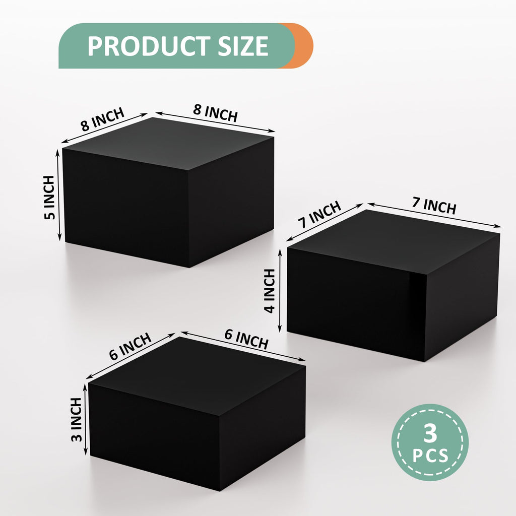 Acrylic Dessert Stand,Buffet Risers, Food Risers, Multi-Purpose Cake Stand for Parties, Weddings, Birthdays, Catering, Jewelry, and Collectibles Acrylic Cube Boxes Display(Black, 6"x7"x8") Black 6''x7''x8''