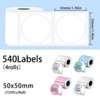4Rolls M110 Thermal Label Round 50mm Holographic Circle Sticker Mix1