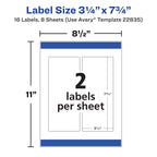 Avery Durable Waterproof Wraparound Rectangle Labels with Sure Feed Technology, 3.25" x 7.75", Matte White, Laser/Pigment-Inkjet, 16 Customizable Labels (22835) One Size