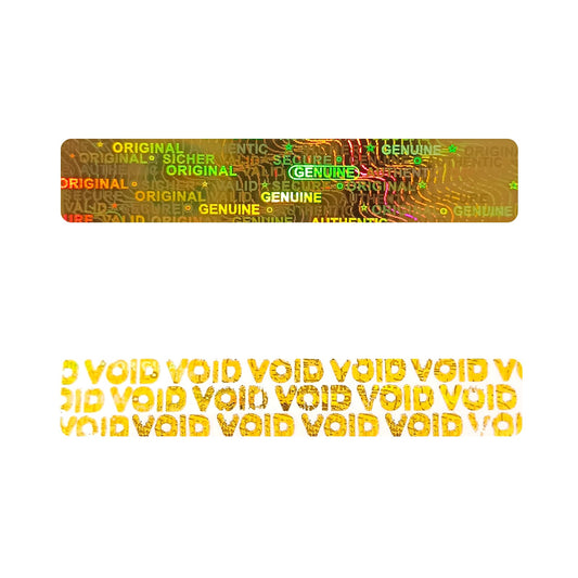 2x0.4inch Holographic Warranty Void Labels, Tamper Proof Evident Sticker, Genuine Authentic Security Seal（320，Gold Gold1-320pcs