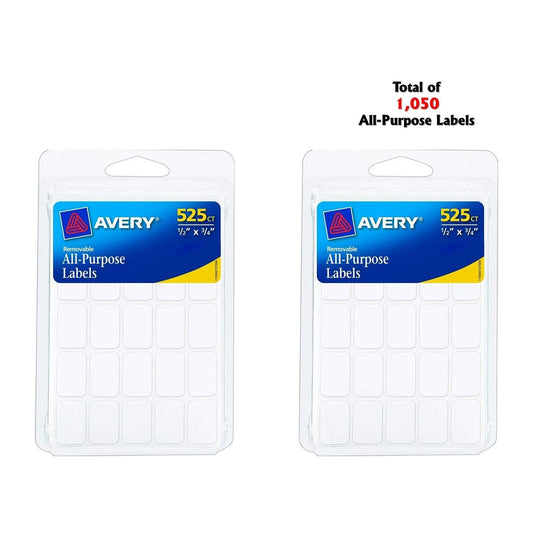 Avery Removable Labels, Rectangular, 0.5 x 0.75 Inches, White, Pack of 525 (6737) (2)