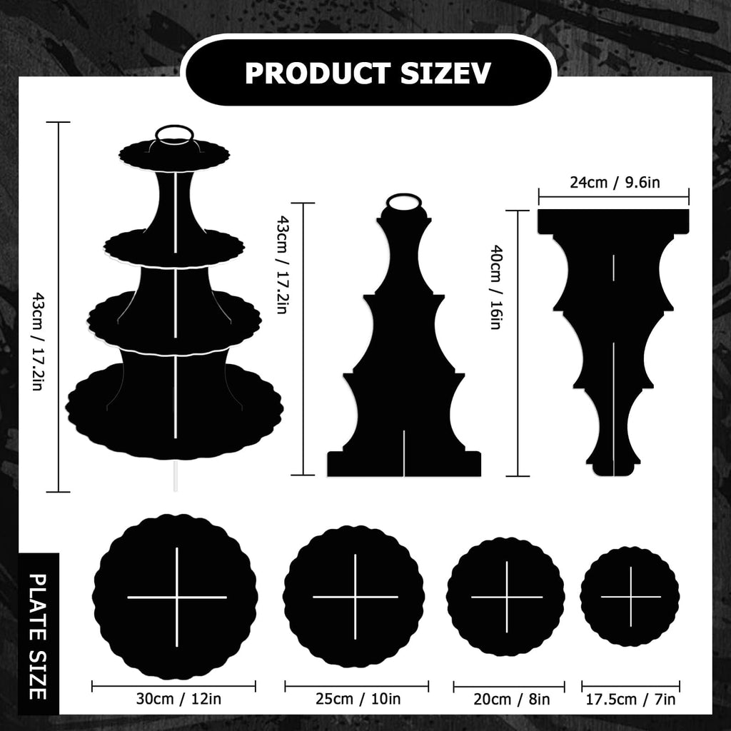 amzwkt 4-Tier Black Cardboard Cupcake Stand 1