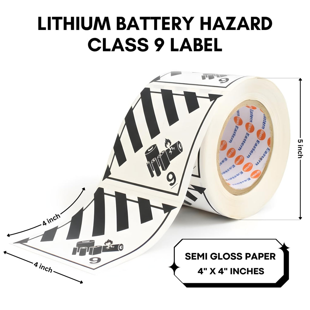 Great Eastern 500 Pcs Lithium Ion Battery Transport Labels, 4" × 4" Black & White