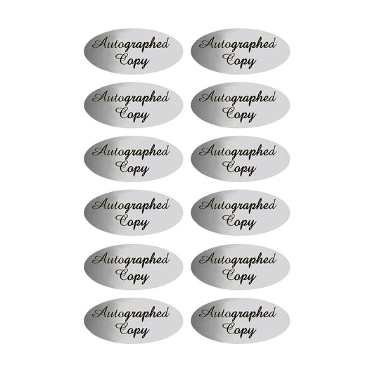 'Autographed Copy' Stickers - 1 x 2 Inch Silver Foil Autographed Label Stickers-1008 Labels/Pack