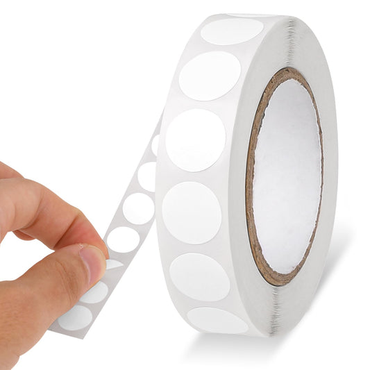 1000 Pcs White Round Stickers 0.5 Inch White Dot Stickers Waterproof Circle Stickers Color Coding Label for Office Shop Home Classroom Marking