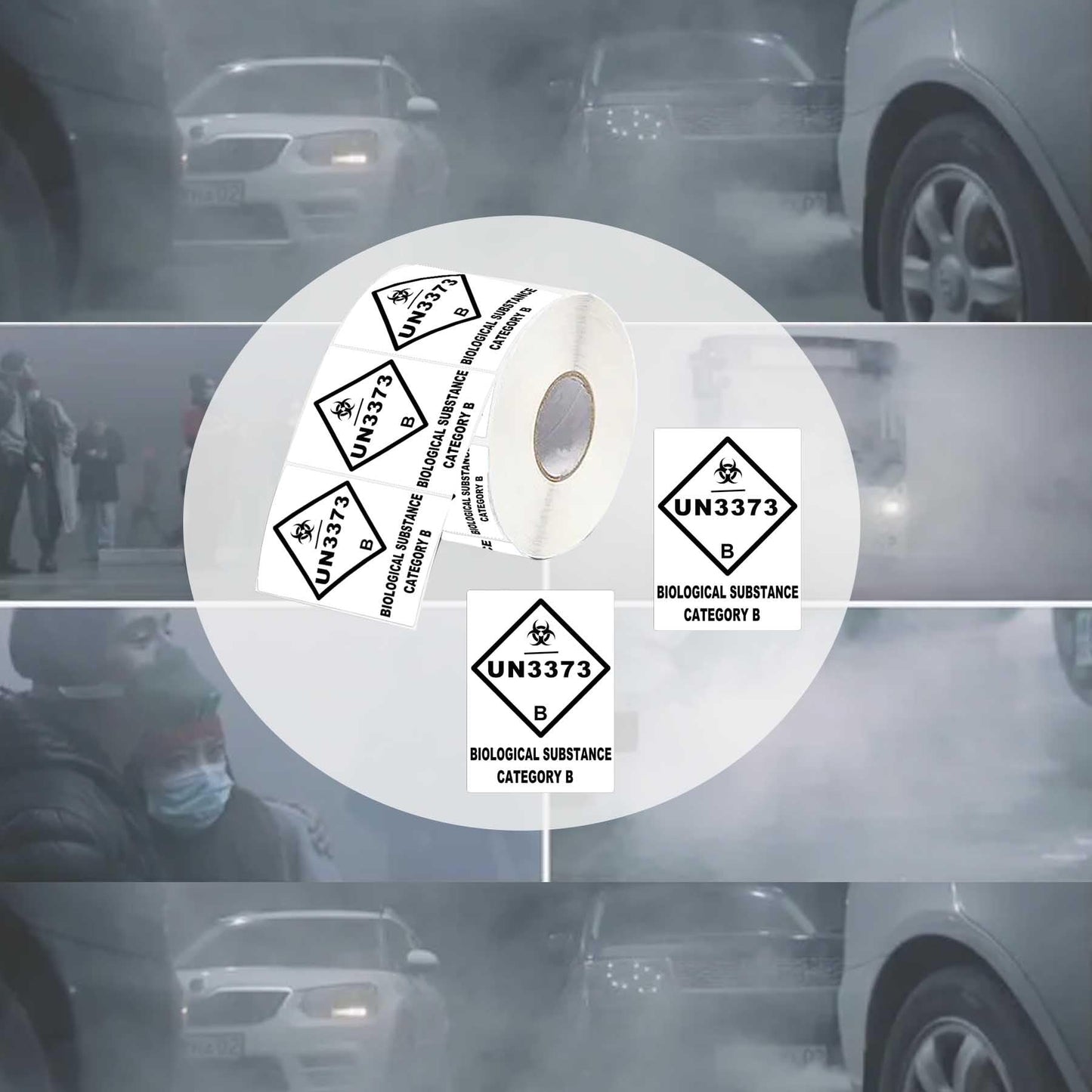 UN3373 Labels for Biological Substance Category B Stickers 2 x 2.75 Inch - UN3373 Caution Warning Labels Shipping Stickers 250 Pcs