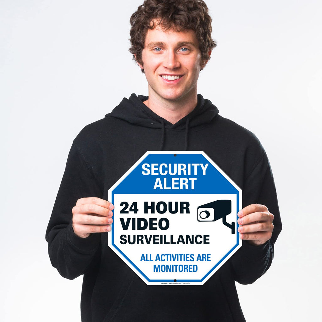 Video Surveillance Sign, CCTV Security Alert, Aluminum 12x12 2 PK