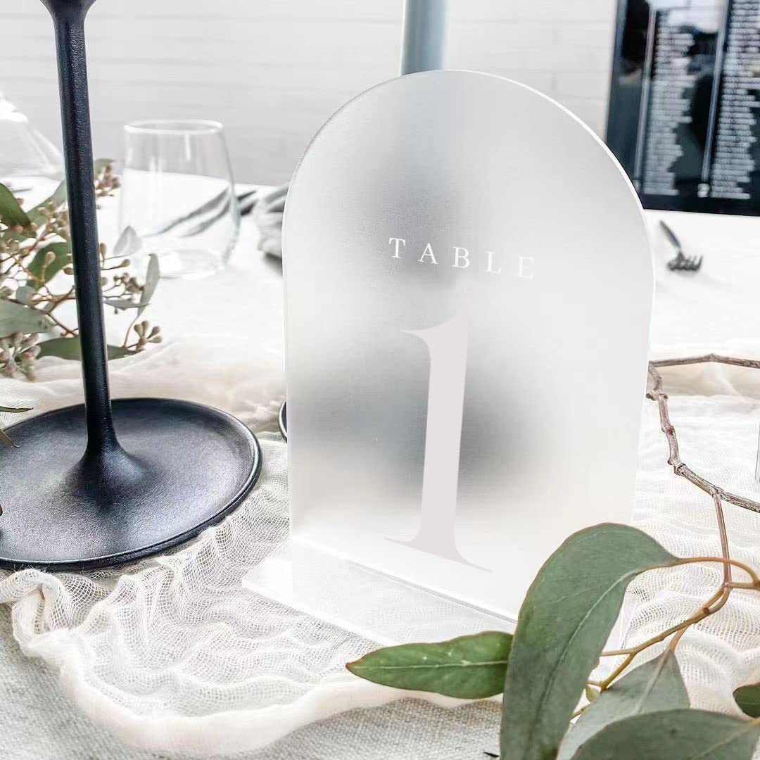 Frosted Arch Table Numbers 1-5 with Stands