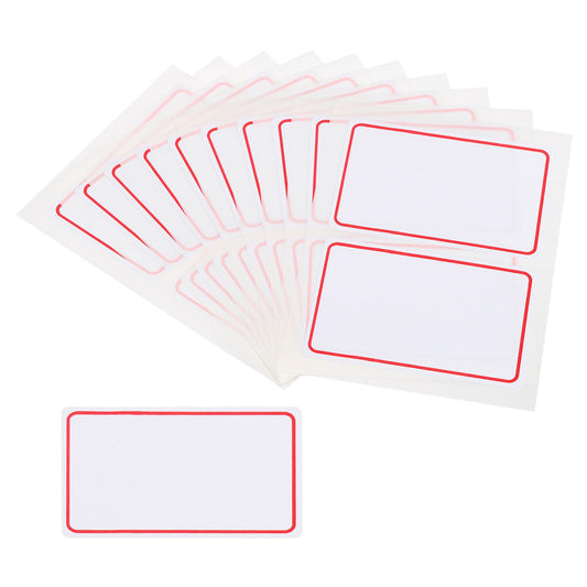 M&G 100 Pcs Name Tag Stickers, Name Labels Stickers Waterproof Adhesive Labels Blank for Stuff-Daycare Supplies Bottle Clothes Fabric Folder Office Camp, 51x76mm, Red White