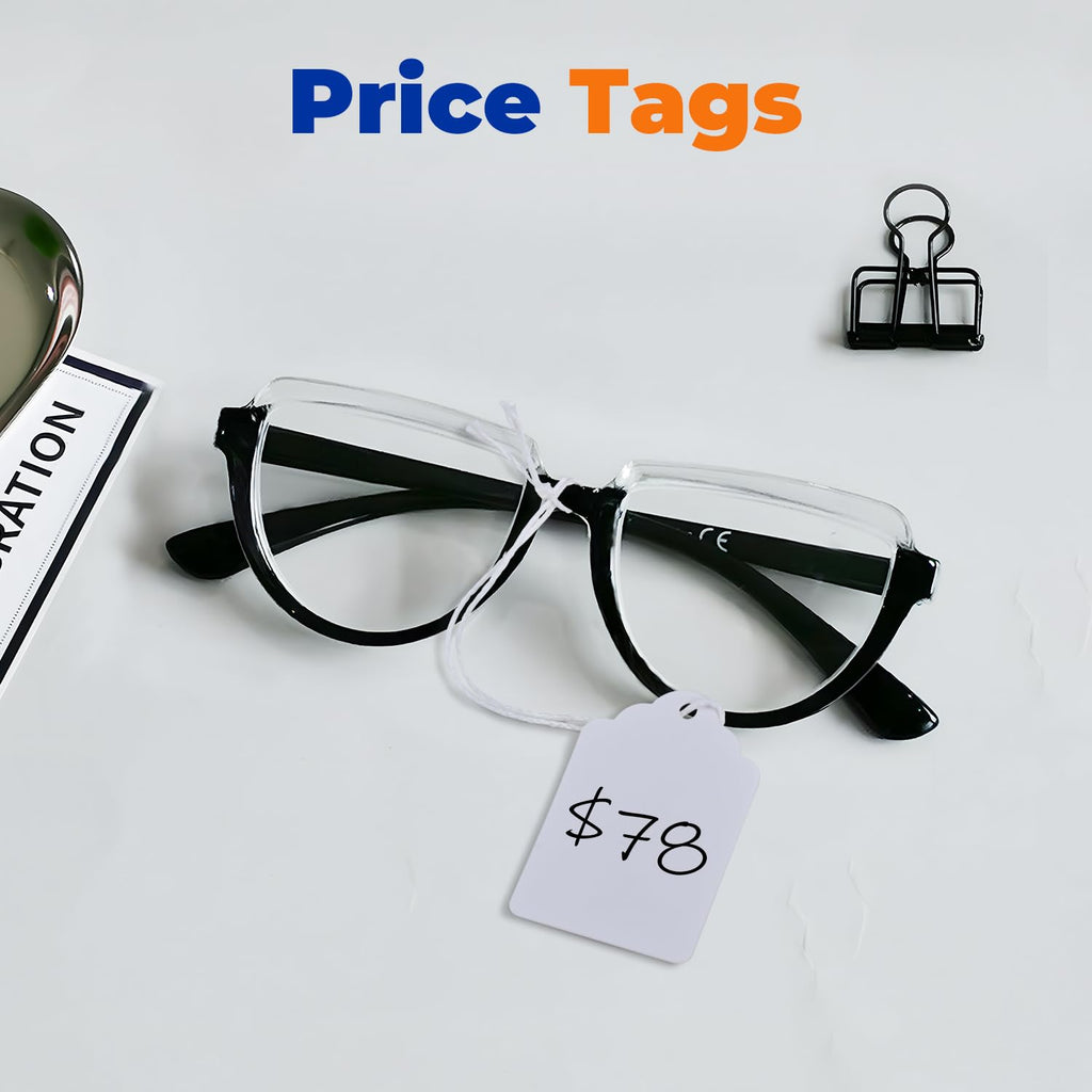 1000Pcs Price Tags with String Attached, 1 3/8" x 2 1/8" White - Smooth Surface 1000pcs - 1.375" x 2.125"
