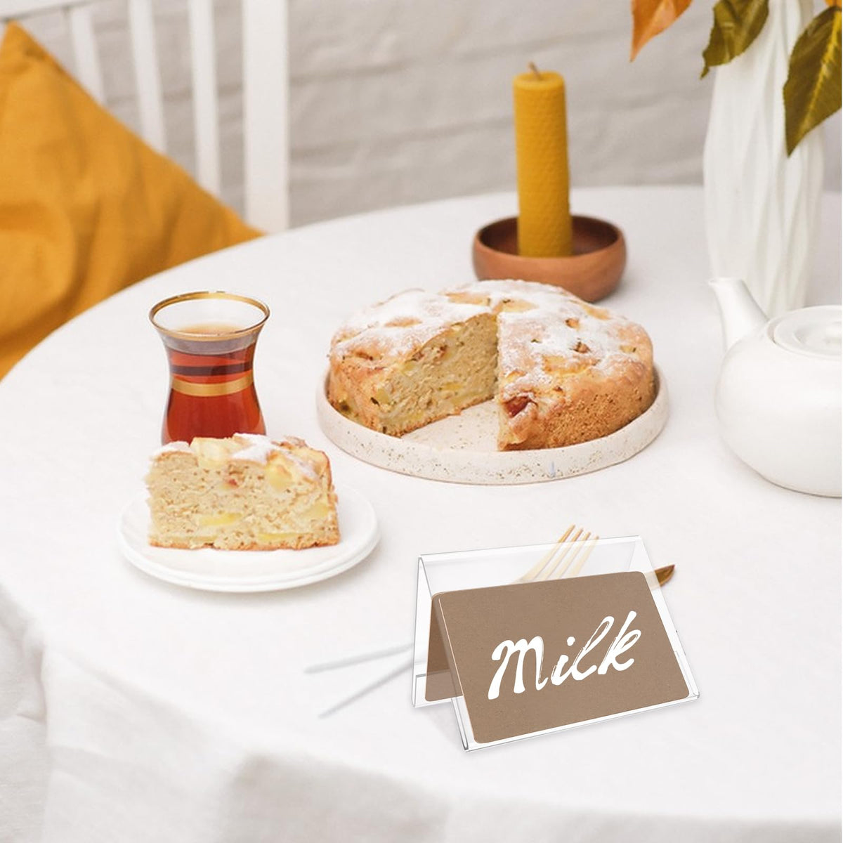 10 PCS Acrylic Table Tent Sign with 20 PCS Cards Coffee and Tea Beverage Table Display Tent Beverage Sign Set for Party Buffet Restaurant Banquet Wedding Indoor Outdoor 3.54 x 2.36''