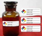 Well Tile SDS stickers for chemical safety labeling, 1x3 inch industrial decals with write-in space, 250 HIMG labels for chemical identification.