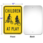 Slow Children at Play Signs 4 Pack, Slow Down Kids Playing Signature 18”x12” Rust Free .040 Aluminum, Fade Resistant Security Drive Slow Signs Black and Yellow G04