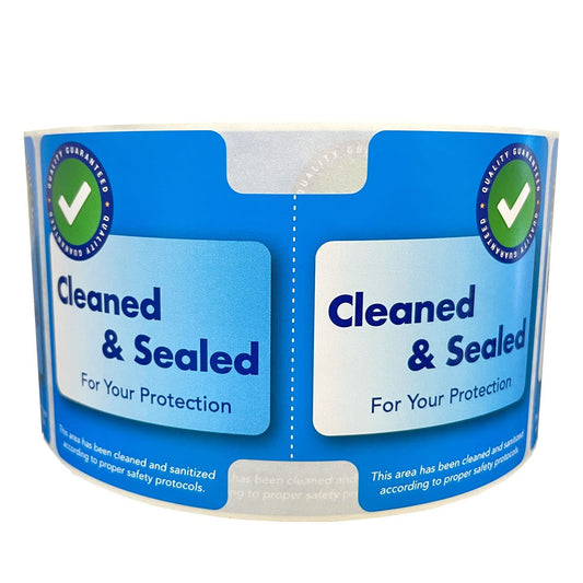Cleaned and Sealed Tamper Door Seal Labels 2.875 x 5 Inch 500 Total Labels