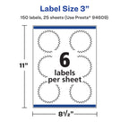 Avery® Printable Durable White Starburst Labels, Sure Feed® Technology, 3", Print-to-the-Edge, Waterproof Labels, Laser & Pigment-Based Inkjet Compatible, 150 Total 150 labels