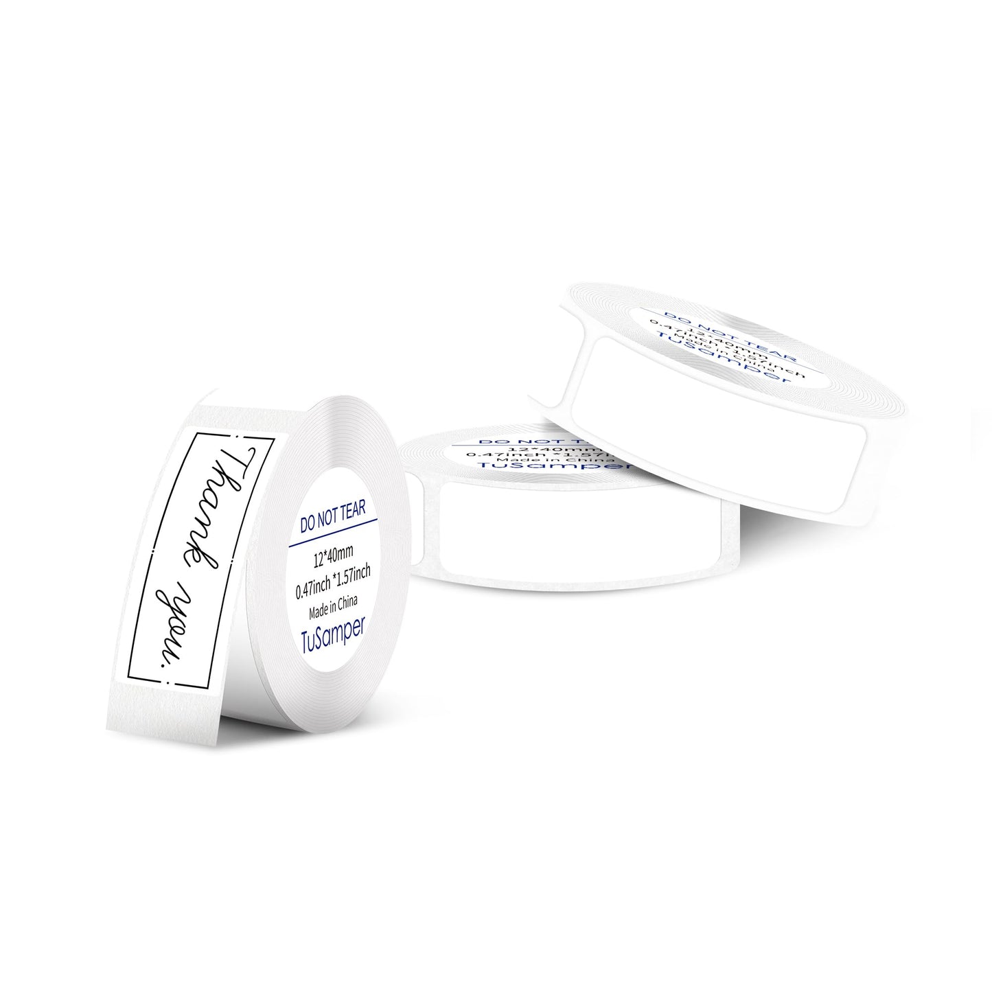 Label Maker Tape - White Sticker Thermal Paper for Phomemo D30 Label Printer, Household Storage Labels, Self-Adhesive Label Tape, 12 mm x 40 mm, Set of 3 12 mm×40 mm