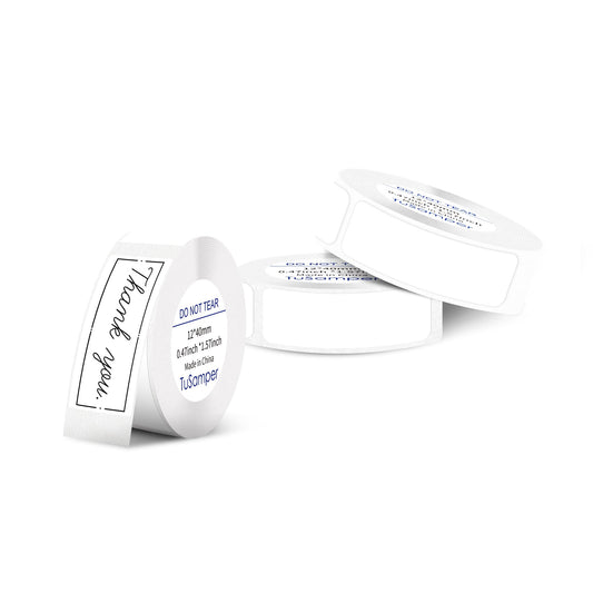 Label Maker Tape - White Sticker Thermal Paper for Phomemo D30 Label Printer, Household Storage Labels, Self-Adhesive Label Tape, 12 mm x 40 mm, Set of 3 12 mm×40 mm