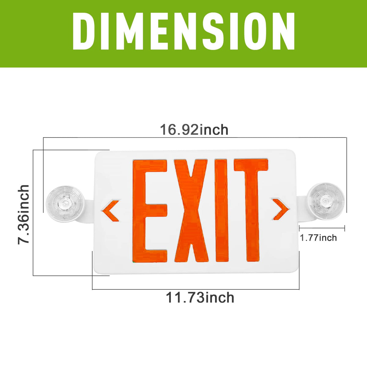 LED Exit Sign with Emergency Lights Dual Exit Lamp, 90 Min Battery Backup White Housing & Red Letter 1 PACK