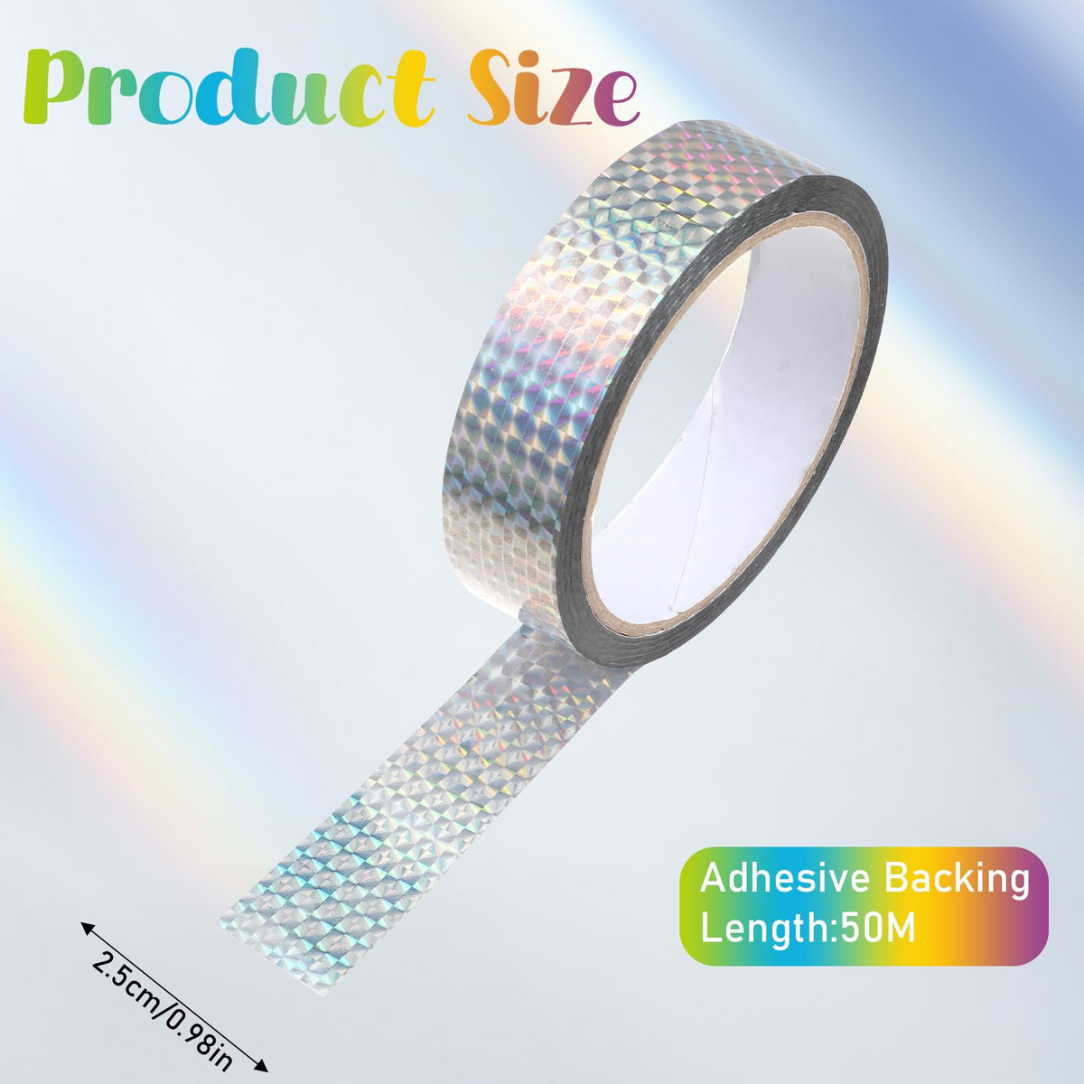 EupHHonycs 2 Rolls Holographic Tape, 1 Inch 54 Yard Reflective Tape for Birds, Holographic Self-Adhesive Bird Scare Ribbon for Keep Birds Away, Daily Home Use, DIY Crafts